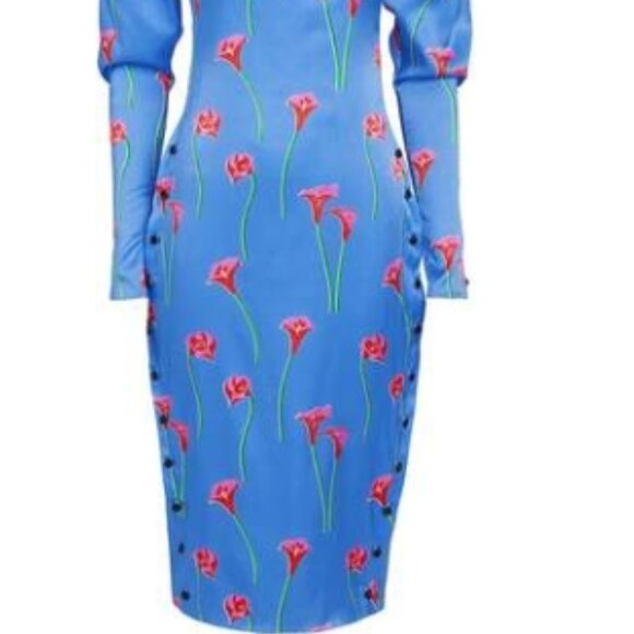 Caroline Constas Pre-fall NY 2019 Collection Dania Lilly Dress in Blue XS $598 - Picture 12 of 12